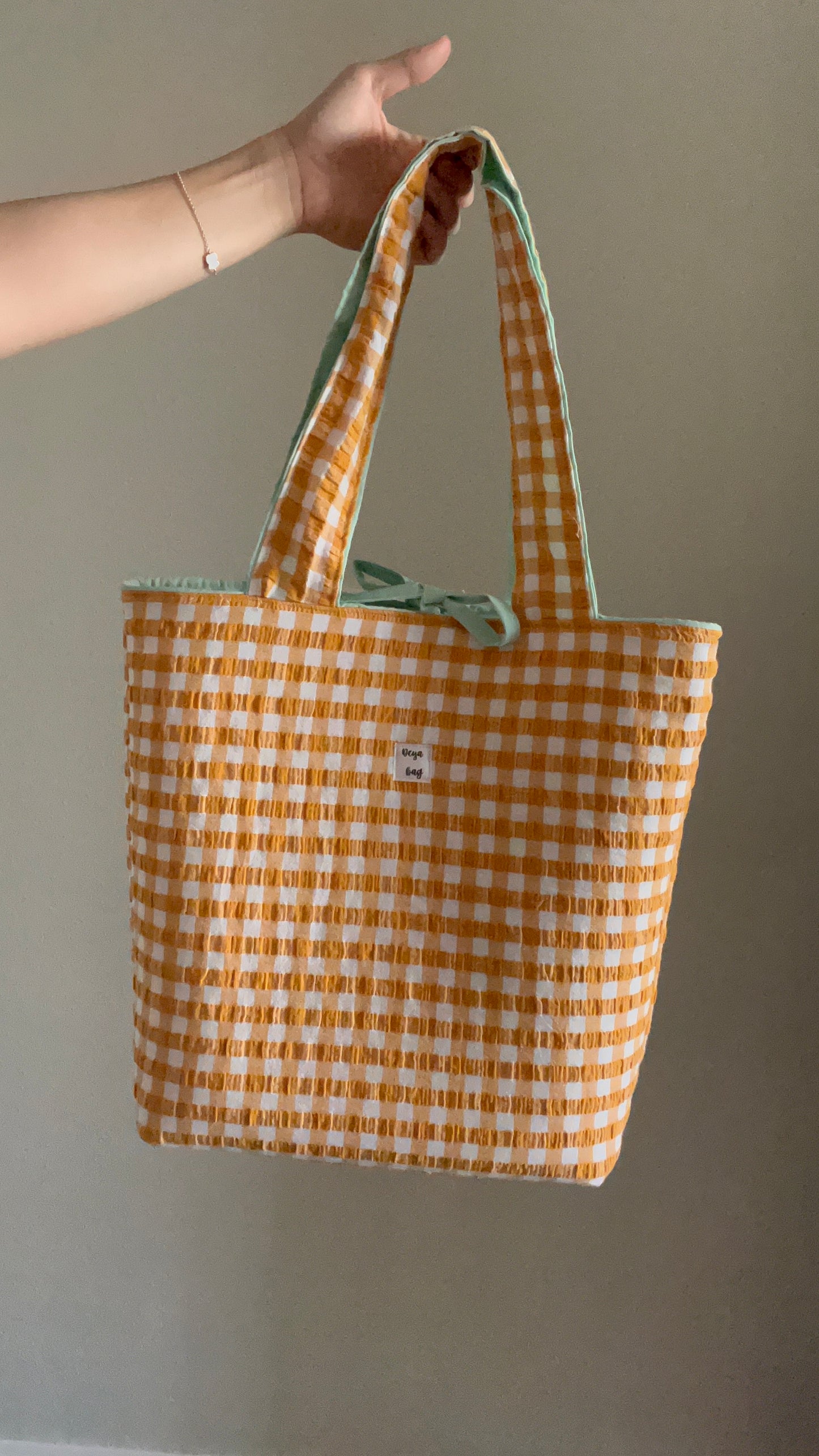 Tote bag vichy mostaza