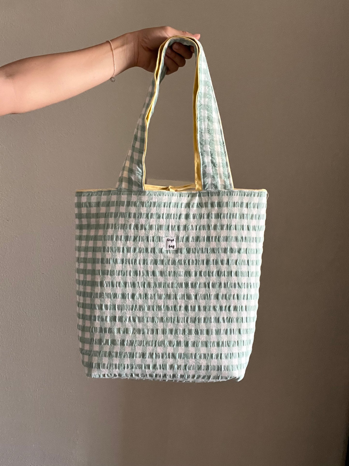 Tote bag vichy turquesa
