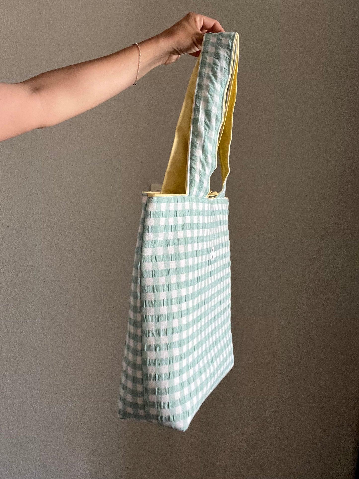 Tote bag vichy turquesa