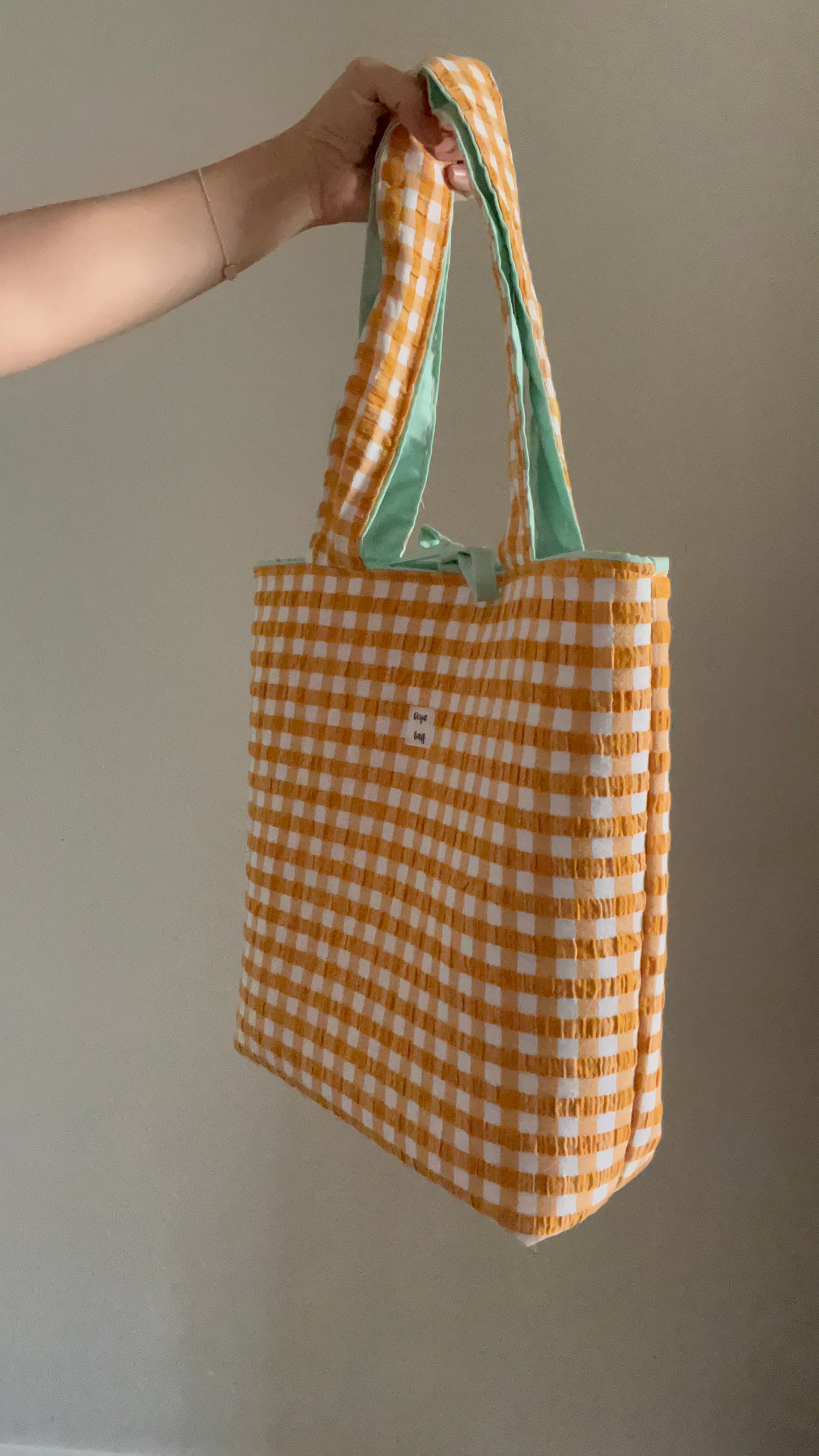 Tote bag vichy mostaza