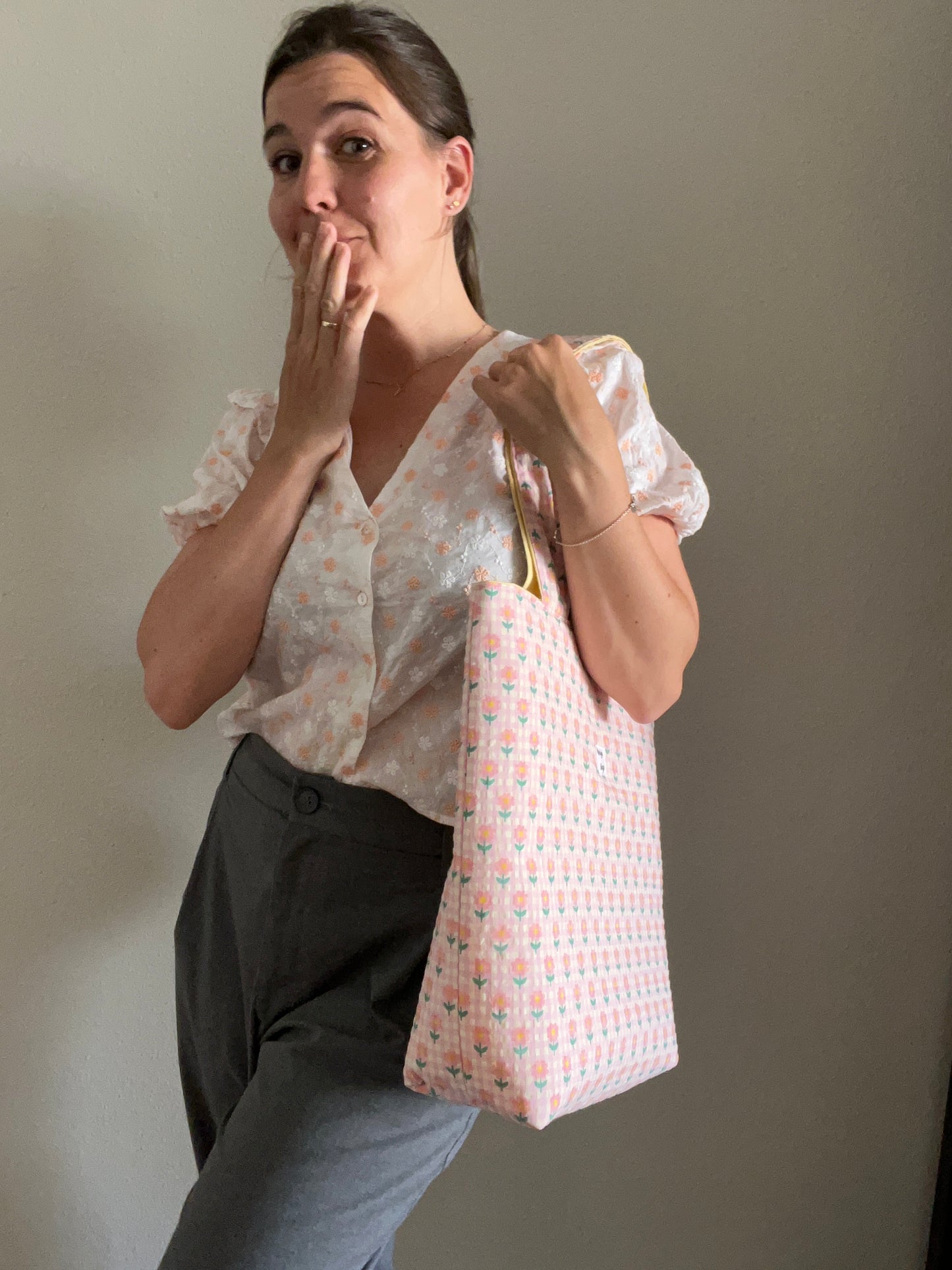 Tote bag rosa flores