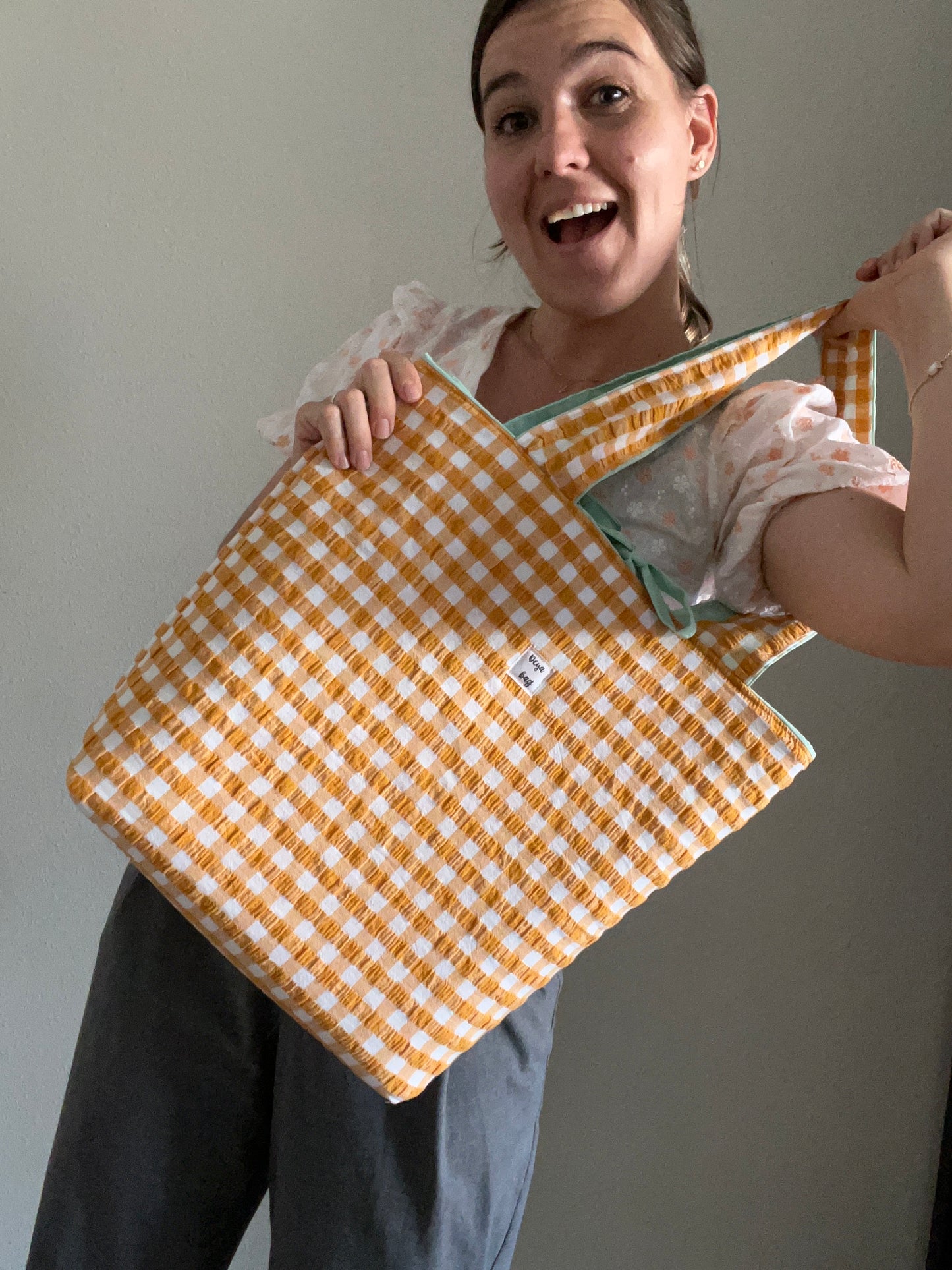 Tote bag vichy mostaza